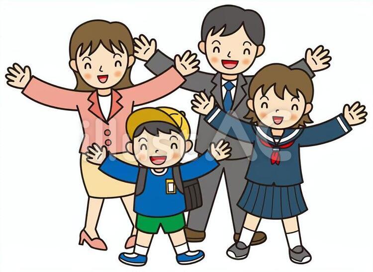 喜ぶ二世帯家族 喜ぶ,家族,二世帯家族のイラスト素材