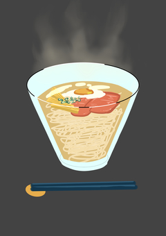 宇宙ラーメン ラーメン,美味しい,食欲,手作り,お箸,目玉焼き,湯気,温かい,温まる,ホットのイラスト素材