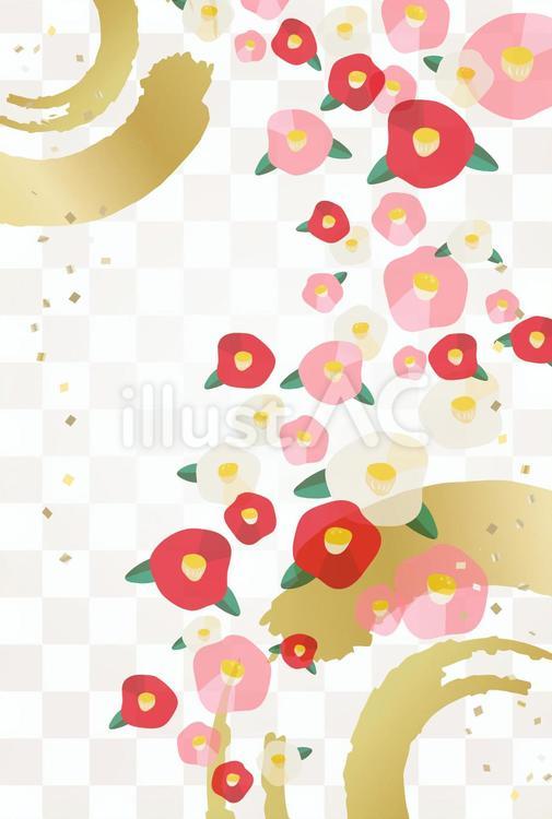 椿の花の背景　上品な和柄のお正月 椿,飾り,上品のイラスト素材