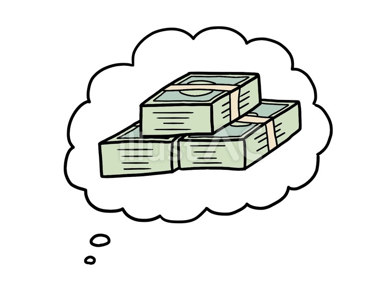 お金のことを考える お金,札束,シンプルのイラスト素材