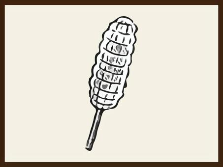 焼きとうもろこし　リアル　イラスト 焼きとうもろこし,リアル,とうもろこし,夏,コーン,祭り,屋台,食べ物,手描き,イラストのイラスト素材