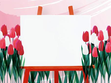 Illustration, tulip, flower, easel, 