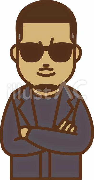 腕を組む強面の男性 不良,アウトロー,強面のイラスト素材