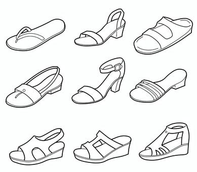 Illustration, sandals, for women, 9 types, 