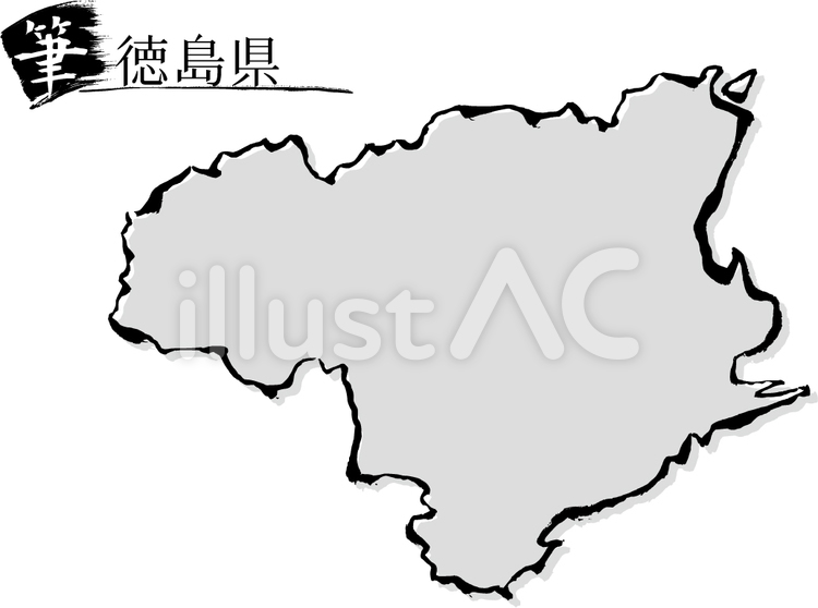 36徳島県 徳島,地図,筆のイラスト素材