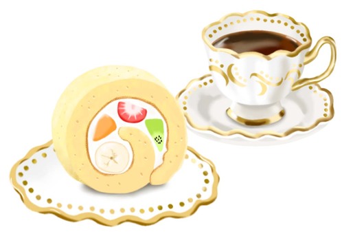 フルーツロールケーキとコーヒー②