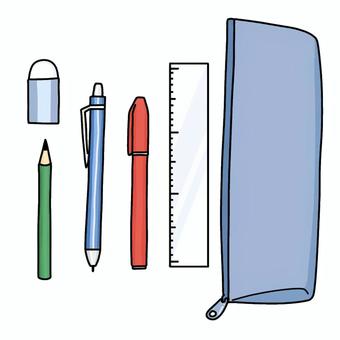 文房具 文房具,文具,勉強グッズ,勉強,ペンケース,筆箱,ペン,鉛筆,筆,ボールペンのイラスト素材