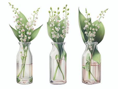 Illustration, lily of the valley, vase, glass, 