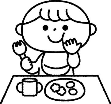 自分でご飯を食べる赤ちゃん