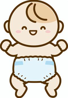 おむつの赤ちゃん笑顔01 赤ちゃん,人物,かわいい,笑顔,おむつ,乳児,イラスト,素材のイラスト素材