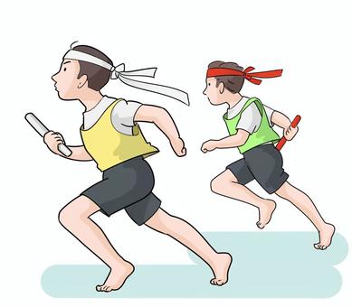 バトンリレー競走 バトンリレー,走る,小学生,中学生,運動会,競技大会のイラスト素材