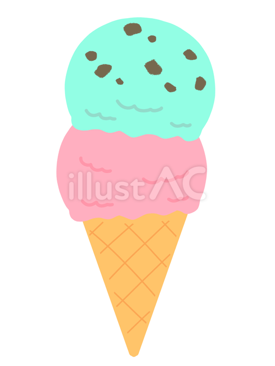 アイスクリーム　二段　シンプル アイスクリーム,アイス,二段アイスのイラスト素材
