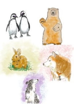 動物 動物 動物,ペンギン,シロクマのイラスト素材