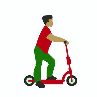 乗り物 008 キックスクーター,スクーター,男性,大人,通勤,移動,乗り物,交通,アウトドア,イラストのイラスト素材