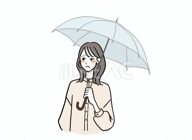 嫌な顔をして傘をさす女性 雨,傘,梅雨のイラスト素材