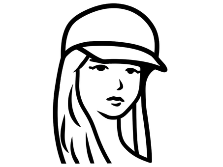 女性【3】 女性,人物,ロングヘア,キャップ帽,モデルのイラスト素材