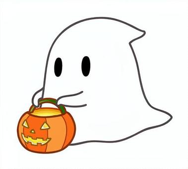カボチャのランプを持つおばけ ハロウィン,おばけ,オバケ,かわいい,秋,シンプル,可愛い,10月,イベント,子供向けのイラスト素材