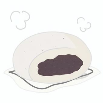 ゴマまんの断面のイラスト 食べ物,ゴマまん,冬,商品,ゴマ,具材,饅頭,断面,湯気,温かいのイラスト素材