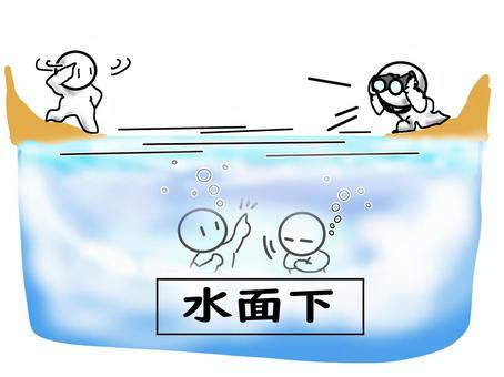 水面下での交渉 水面下,非公開,内密,交渉,秘密裏,話し合い,協議,すり合わせ,内緒,打合せのイラスト素材
