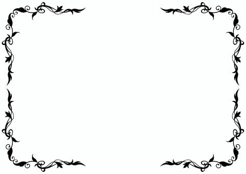 モノクロエレガンスフレーム2025⑨ エレガント,フレーム,飾り枠,クラシック,デコレーション,イラスト,手描き,葉,ボタニカル,グラフィックのイラスト素材