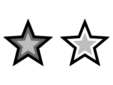 モノクロのモダンな星アイコンセット 星,フレーム,キラキラ,アイコン,ポップ,モダン,レトロ,シック,モノクロ,黒のイラスト素材