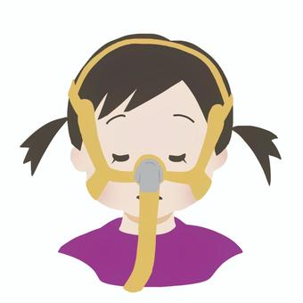 鼻マスクをつけた女の子/寝顔 医療的ケア児,人工呼吸器,鼻マスク,nppv,バイパップ,病院,小児科,在宅医療,医ケア,看護のイラスト素材
