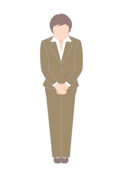 お辞儀するパンツスーツの女性 お辞儀,人,女性,パンツ,スーツ,ビジネス,敬意,謝罪,お知らせ,感謝のイラスト素材