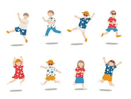 Illustration, chemise aloha, âge, enfant, 