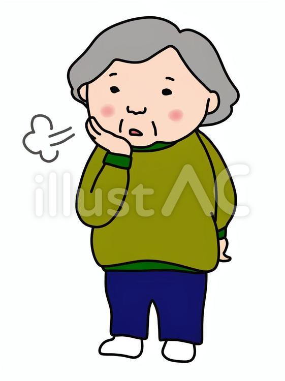 ため息をつくおばちゃんのイラスト おばちゃん,人物,中年のイラスト素材