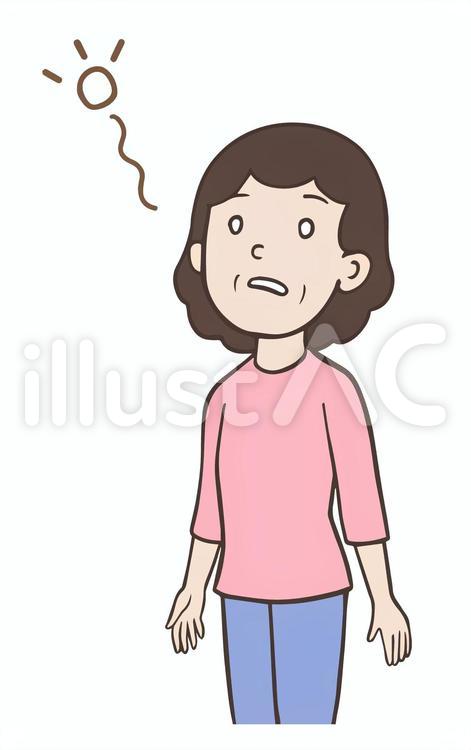白目の中年女性、呆然、無気力、ぼんやり 失神,白目,呆然のイラスト素材