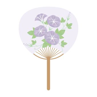 紫の朝顔を描いた水彩風うちわイラスト 紫の朝顔を描いた水彩風うちわイラスト 団扇,うちわ,朝顔,あさがお,扇ぐ,すずむ,夏,暑い,紫,水彩のイラスト素材