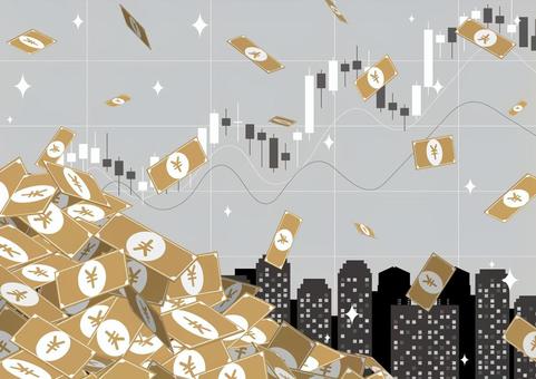 お金とビジネスのイメージ背景素材 お金とビジネスのイメージ背景素材 お金,お札,経済,都市,オフィス,ビル,株,チャート,グリッド,ビジネスのイラスト素材