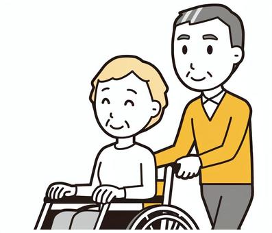  ニット中年男性(黄)-337-バスト 車いす,おじさん,男性,中年,お父さん,パパ,シニア,ミドルエイジ,人物,かわいいのイラスト素材