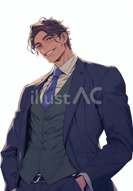 笑顔のビジネスマン 笑顔,男性,ビジネスマンのイラスト素材