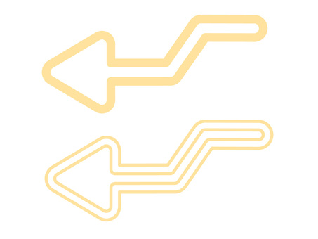 ジグザグ・蛇行の黄色の矢印アイコン 矢印,ジグザグ,左向き,蛇行,戻る,カーブ,曲がる,黄色,パステルカラー,アイコンのイラスト素材