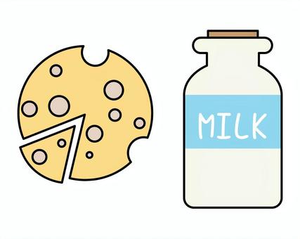 Illustration, käse, milch, milchprodukte, 