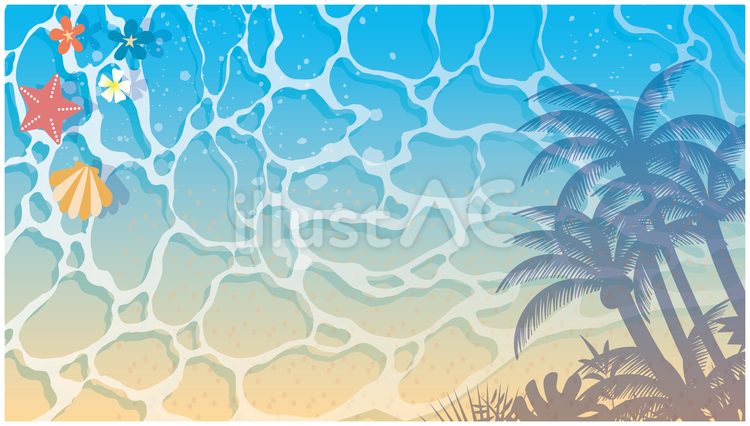 夏の浜辺背景 夏,ハイビスカス,海のイラスト素材