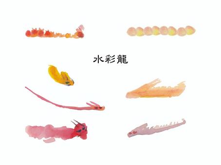 あたたかな水彩龍さん 龍,いやし,開運,やさしい,おだやか,昇龍,手描き,明るい,かわいい,水彩のイラスト素材