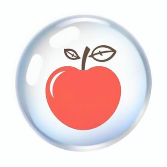 水晶風な球体に林檎柄のアイコン素材画像 球体,リンゴ,柄,模様,テクスチャ,デザイン,水晶,ガラス玉,イメージ,アイコンのイラスト素材