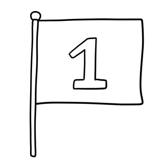 シンプルな旗　１位 旗,フラッグ,順位,１位,シンプル,手描き,モノクロのイラスト素材