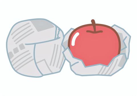 新聞紙に包んだりんご りんご,保存方法,新聞紙,包む,一個,丸ごと,果物のイラスト素材
