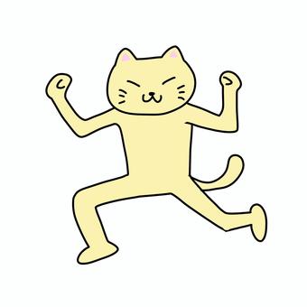マッチョポーズするねこ マッチョポーズするねこ ねこ,動物,キャラ,ポップ,かわいい,マッチョ,筋肉,細い,ガリガリ,鍛えるのイラスト素材