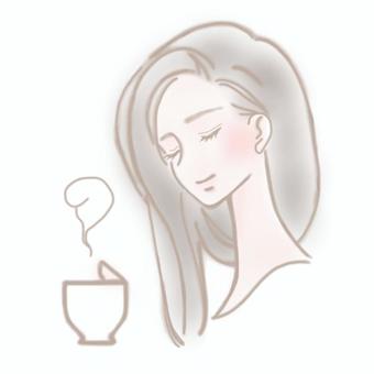 カフェタイム大人女子 コーヒー,お茶,リラックス,一息,休憩,ブレイクタイム,ティータイム,休日,女性,美人のイラスト素材