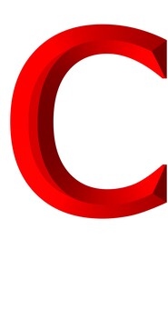 ３Dアルファベット大文字赤C c,アルファベット,大文字,立体,3d,赤,装飾文字,フォント,デザイン,アイコンのイラスト素材