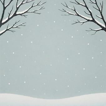 雪の積もった木の枝シルエットの冬背景 冬,雪,木の枝,シルエット,ブルーグレー,背景,大人,落ち着いた,自然,森のイラスト素材