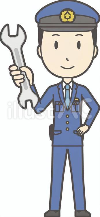  男性警察官-096-全身 警察官,警官,修理のイラスト素材