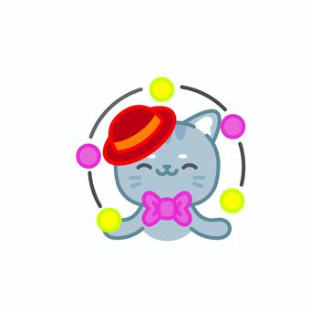 Illustration, gato, juggling, circo, 