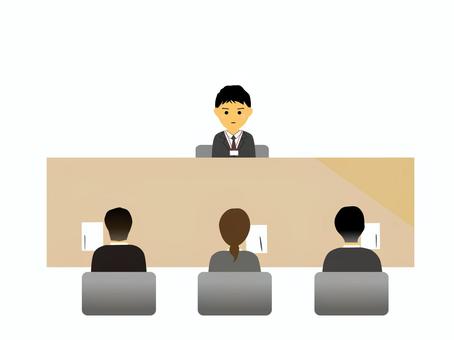 就職活動で面接をしているイラスト 面接,少人数,就活,就職活動,集団面接,就職,会社,仕事探し,自己紹介,履歴書のイラスト素材
