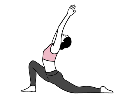 手書き_ヨガポーズ_三日月のポーズ_01 手書き,ヨガ,ヨガポーズ,三日月のポーズ,バランス,ストレッチ,フィットネス,健康,体幹,線画のイラスト素材