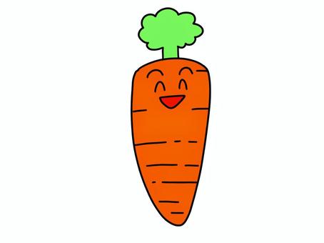 笑うニンジンのキャラクターのイラスト ニンジン,キャラクター,笑う,笑顔,楽しい,ハッピー,幸せ,喜ぶ,嬉しい,感情のイラスト素材